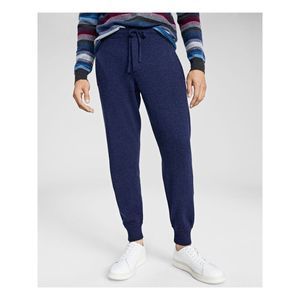 CLUBROOM Mens Luxury Navy Drawstring, Heather Joggers M